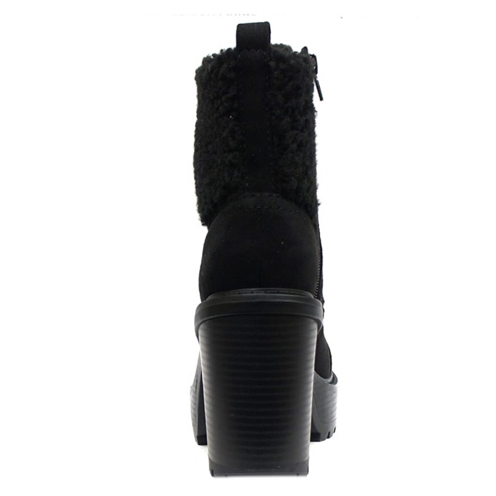 New Women’s Soda Chunky Heel Ankle Boot Lace Black - Picture 5 of 5